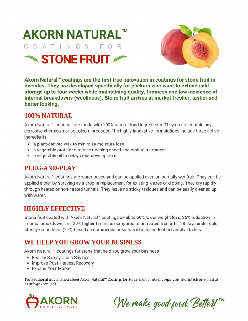 akorn coatings for stone fruit spec sheet